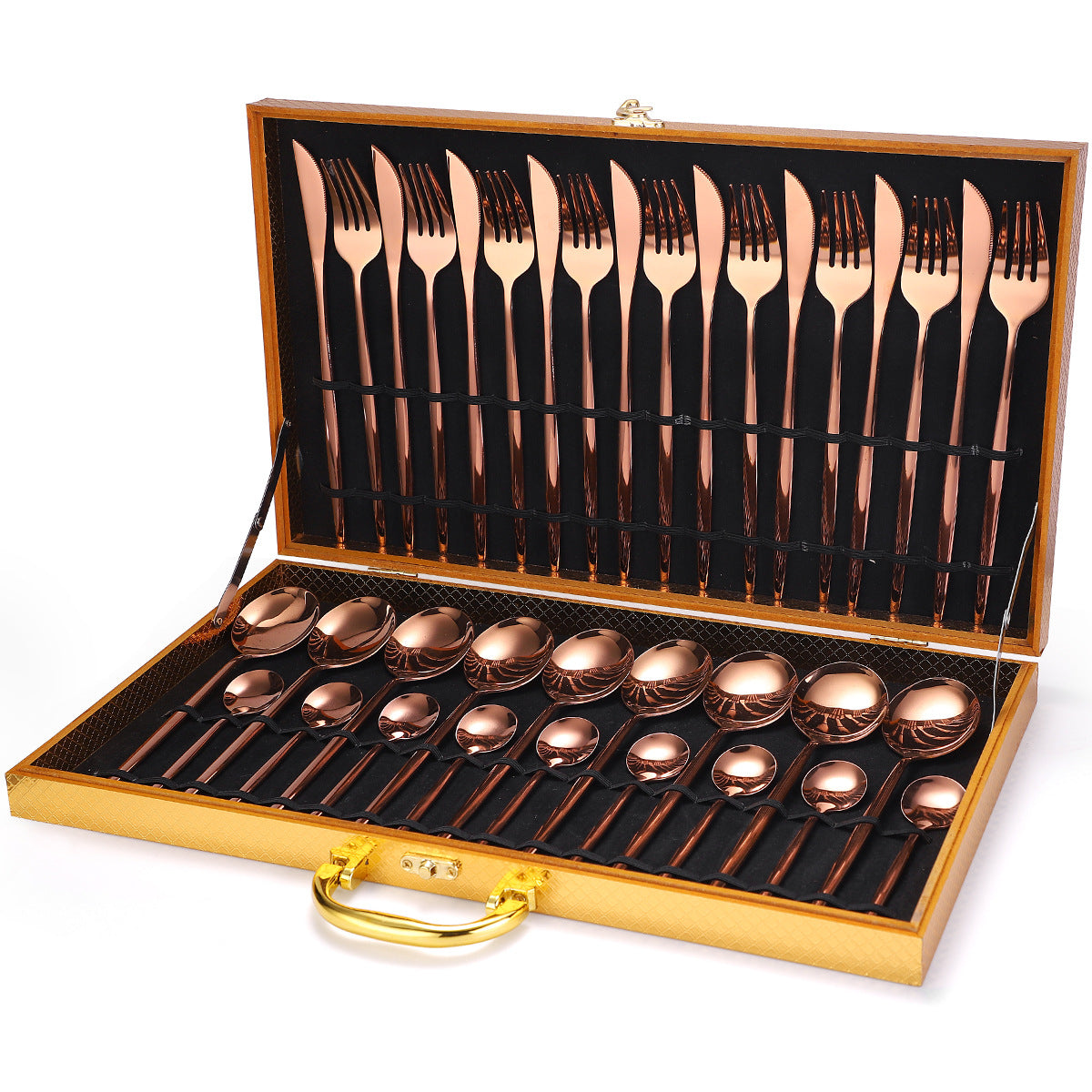 36-Piece Stainless Steel Tableware in Wooden Gift Box