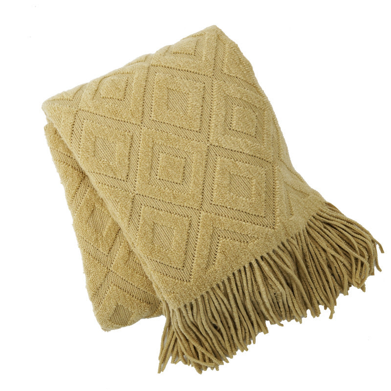 Autumn Winter Jacquard Knitted Bed Towel Blanket