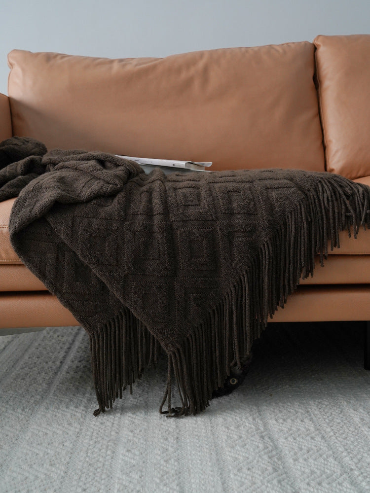 Autumn Winter Jacquard Knitted Bed Towel Blanket