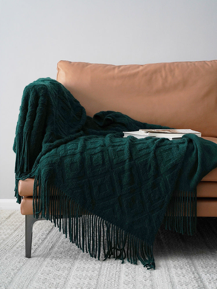 Autumn Winter Jacquard Knitted Bed Towel Blanket