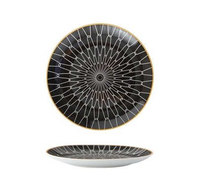 Nordic Geometric Ceramic Plate Set - 8 Inches