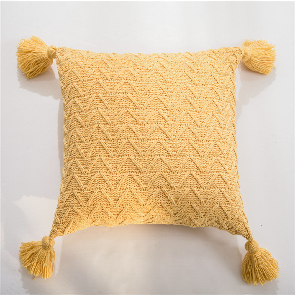 Chenille knitted quilted pillowcase