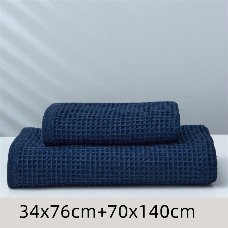 Japanese-Style Honeycomb Pattern Cotton Towel Set