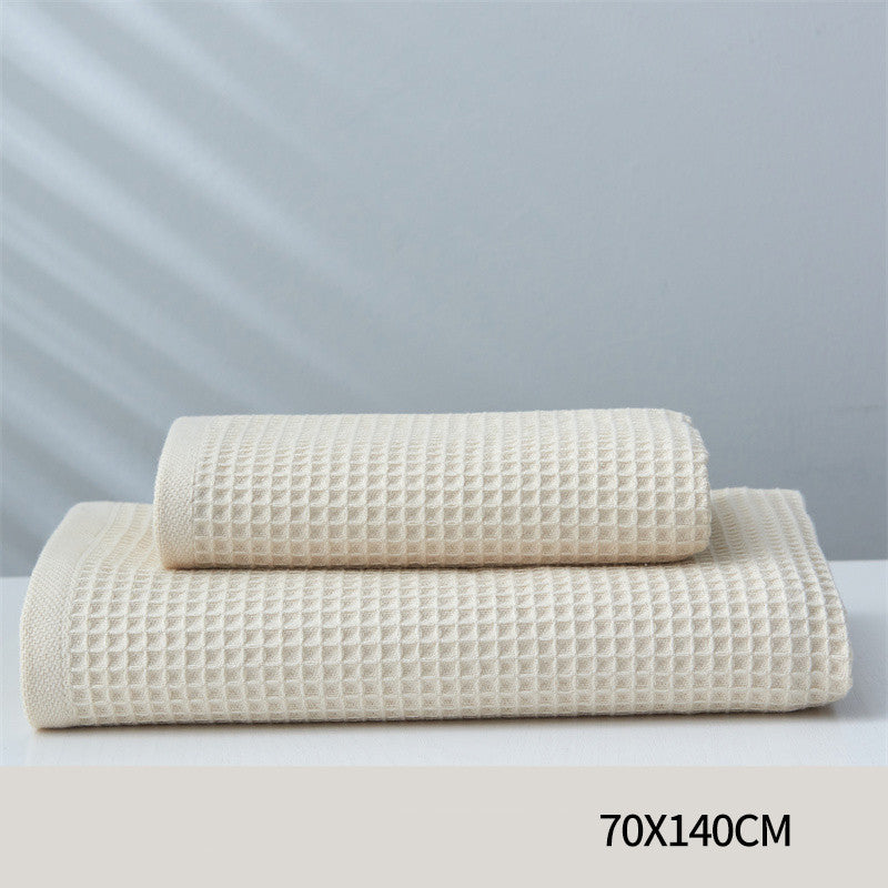 Japanese-Style Honeycomb Pattern Cotton Towel Set