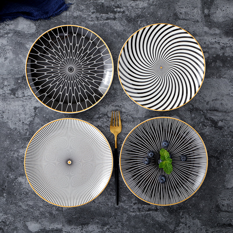 Nordic Geometric Ceramic Plate Set - 8 Inches