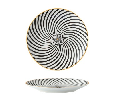 Nordic Geometric Ceramic Plate Set - 8 Inches