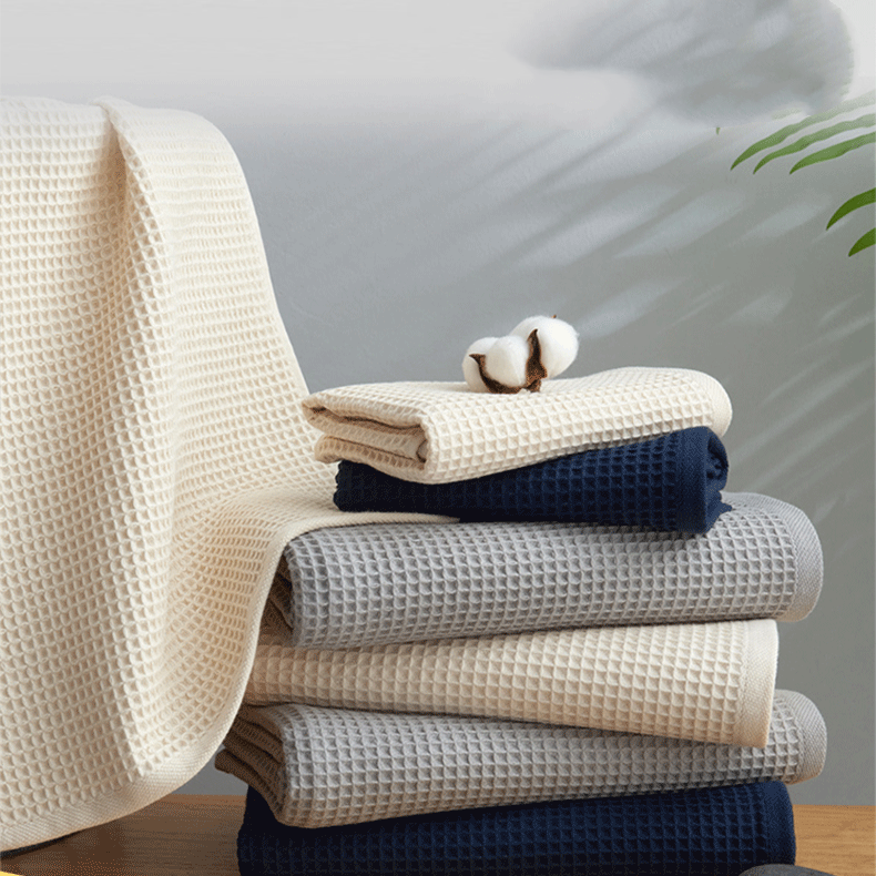 Japanese-Style Honeycomb Pattern Cotton Towel Set