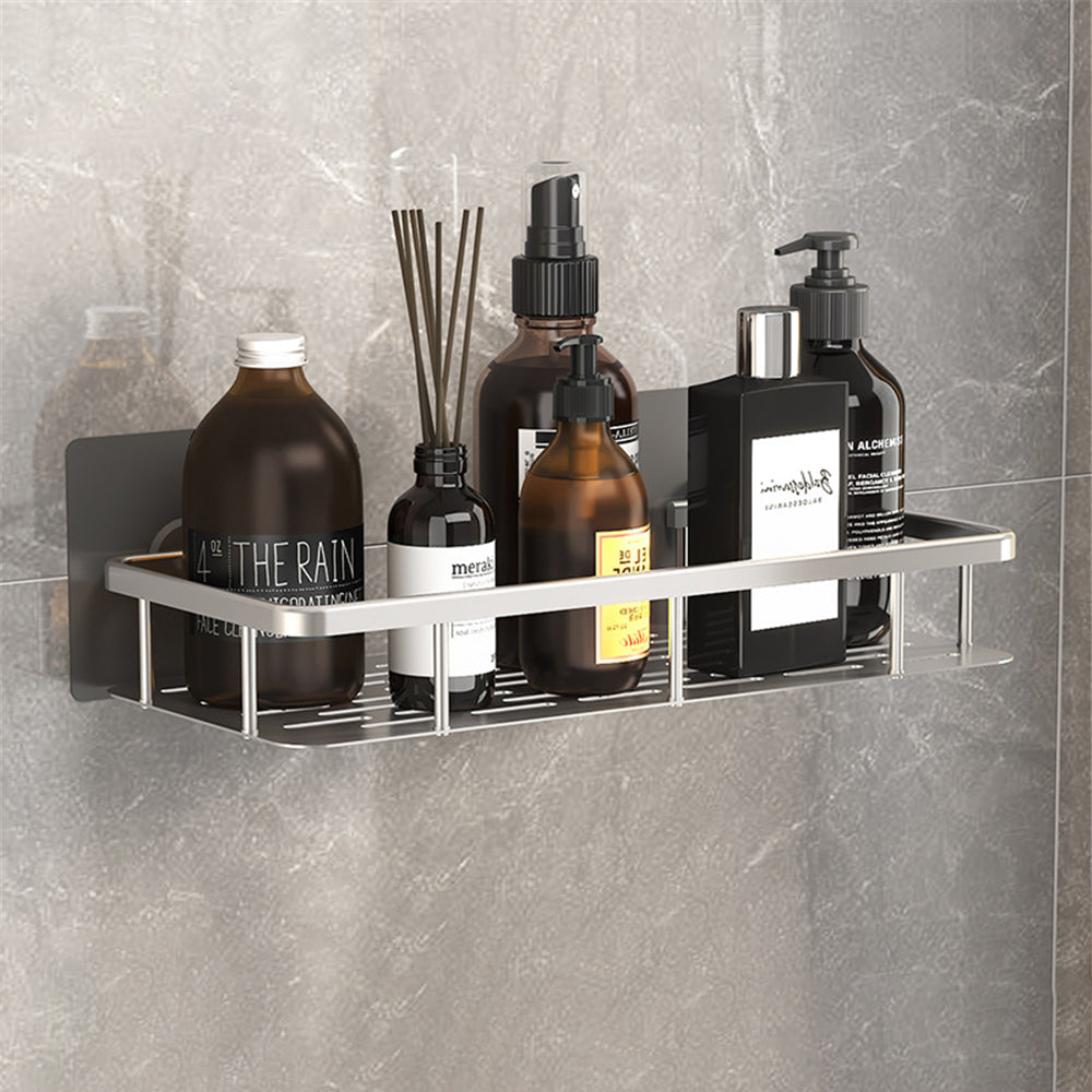 Dual-Use Black Aluminum Shelf for Bathroom and Kitchen