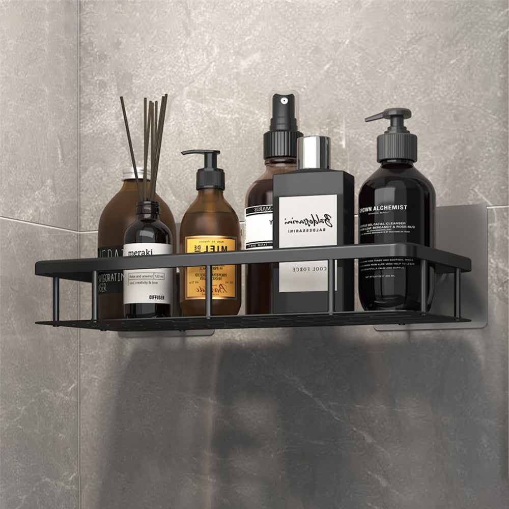 Dual-Use Black Aluminum Shelf for Bathroom and Kitchen