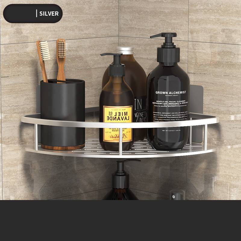 Dual-Use Black Aluminum Shelf for Bathroom and Kitchen