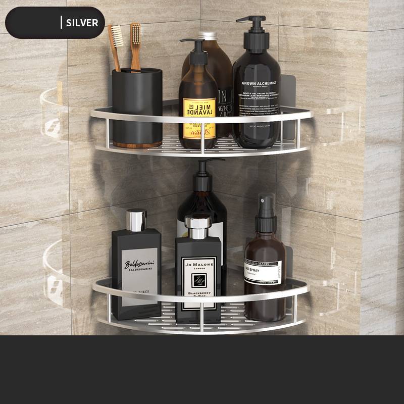 Dual-Use Black Aluminum Shelf for Bathroom and Kitchen